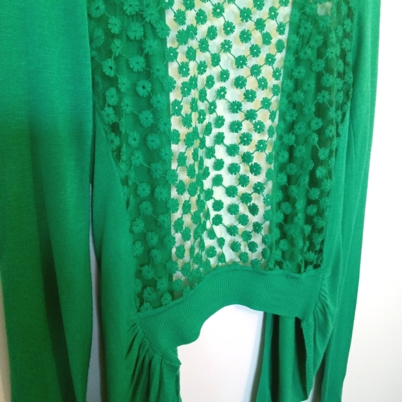 Open Waterfall Front Cardigan with Lace Back - Picture 6 of 11